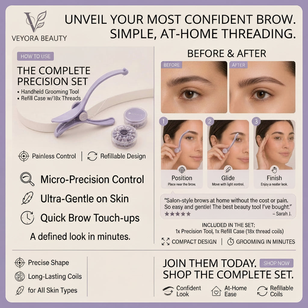 Set de depilación facial de precisión y cejas con hilo