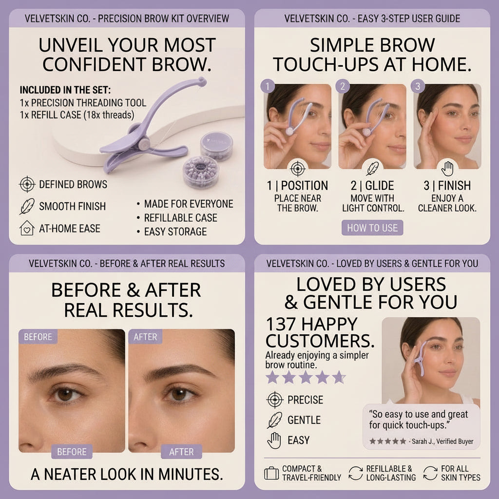 Set de depilación facial de precisión y cejas con hilo